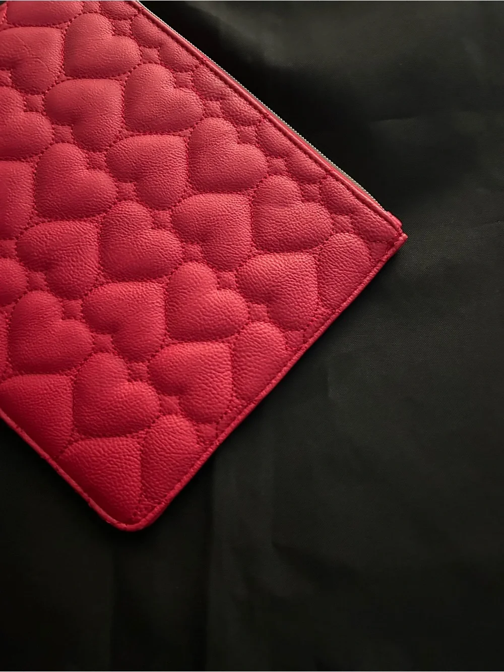 Betsy Johnson Red Quilted Heart Wristlet Clutch Pouch
